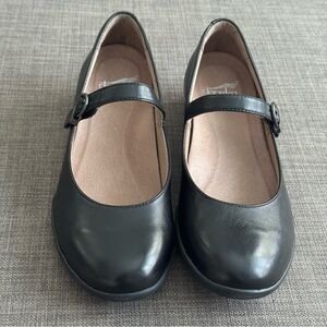 Dansko Black Kaelyn Aniline  Mary Jane Flats